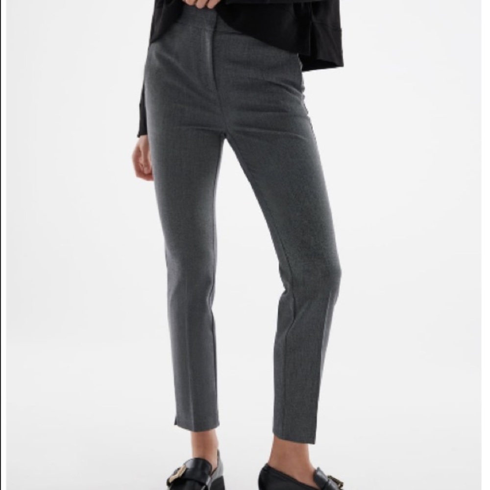 Zara jogger waist pants, navy blue, ankle slit, black back